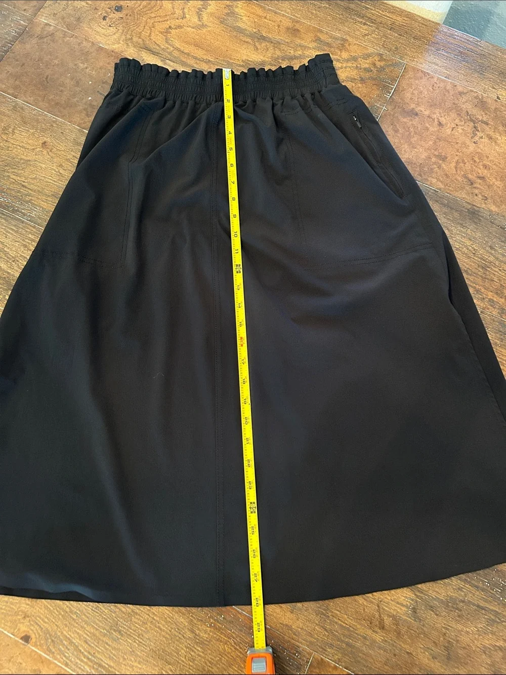 Athleta Black Women's A-Line Midi Skirt Side Slits Zip Pockets Sz S Athleisure
